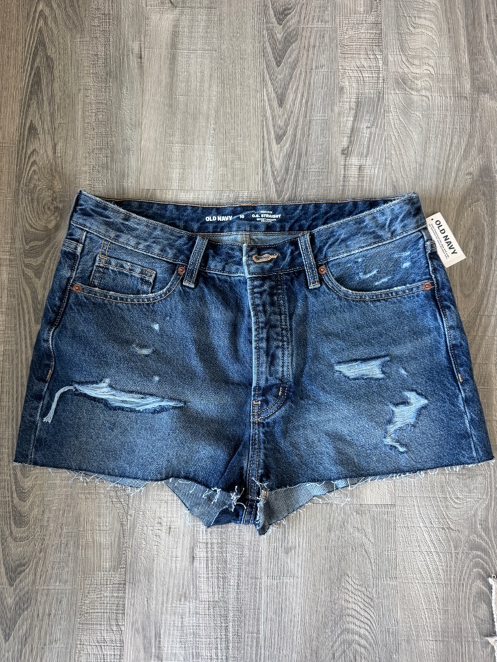 Old Navy High-Rise O.G. Straight Drk Wash Distressed